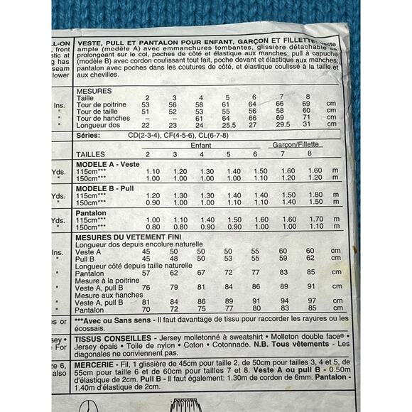 McCalls 7378 Sewing pattern Kids jacket top pull on pants size 6 - Picture 5 of 6